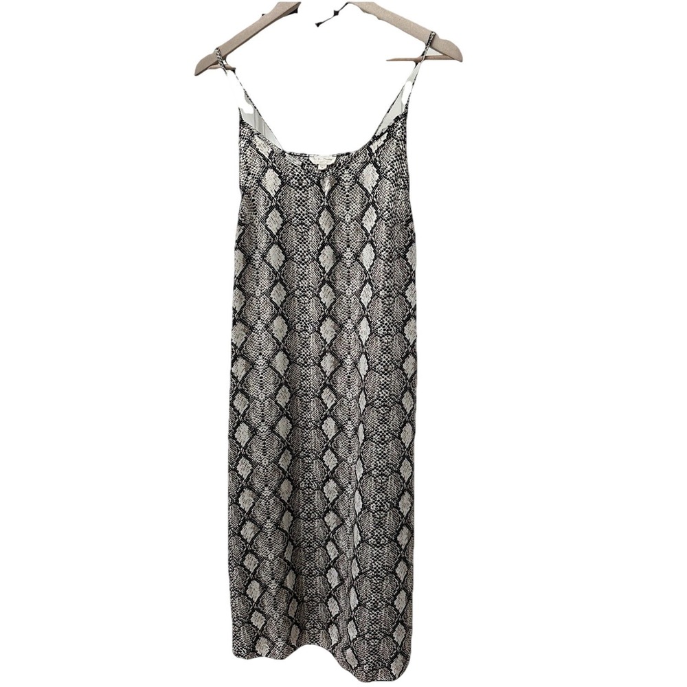 See You Monday Slip Dress Medium Gray Snakeskin Print Spaghetti Strap Midi‎ Slit